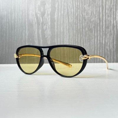 Bottega Veneta BV1418S Women Sunglasses Black/Gold Yellow Lens