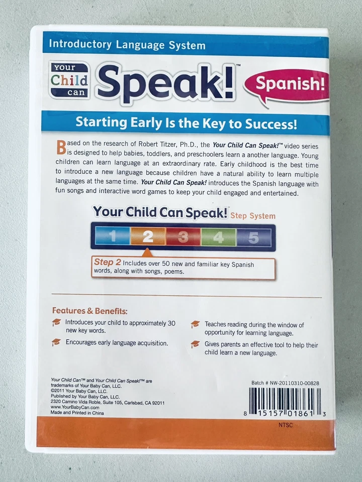 ¡Tu hijo puede hablar! ESPAÑOL! Juego de DVD (paso 1-5) sistema de lenguaje introductorio Foto 4 de 4