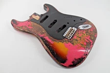 MJT OfficialCustom Vintage Aged Nitro Guitar Body MarkJenny VTS Black Pink Burst