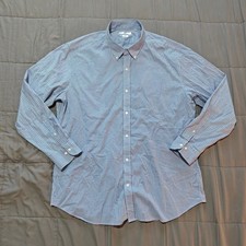 Uniqlo Men's 3XL Blue White Gingham Check Easy Care Stretch Slim-Fit Dress Shirt