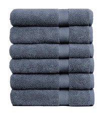 Pleasant Home Bath Towels Set of 6 24  x 50   100 Cotton, 515 GSM  Navy