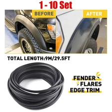 9m 1-10Set for Wheel Car Fender Wells Edge Flare Trim Front Rubber Rear Sunroofs