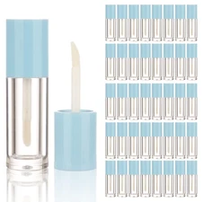 40 PCS Empty Blue Mini Lip Gloss Tubes 2.5ml 0.08oz, Wand Applicator Oil Tint