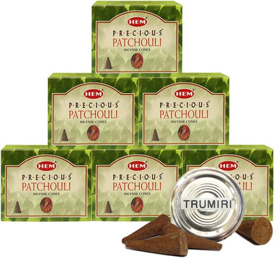 TRUMIRI Incense Cone Holder Bundle with Hem Precious Patchouli Incense Cones - P