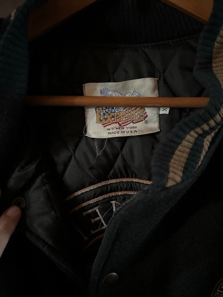 Varsity Jacket Black Wool with Leather Sleeves Manheim Motor Auction - Image 4 of 4