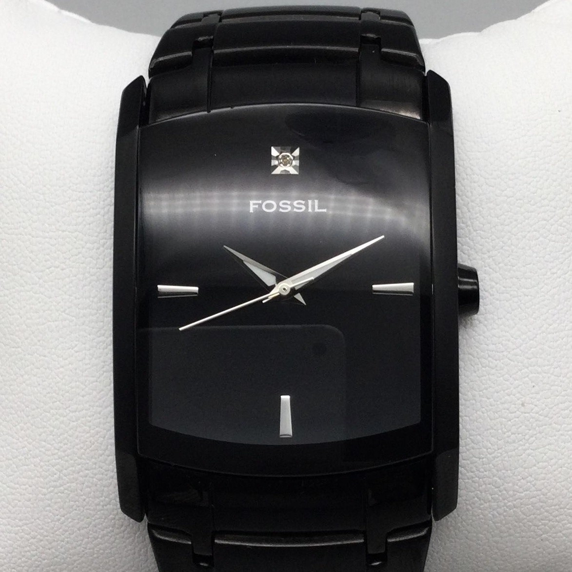 Fossil Zane Mens Watch 34mm Black Stainless Rectangle FS-4159 New