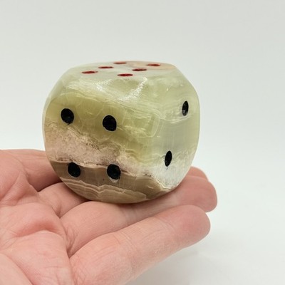 Single Green Onyx Large Dice Marble Paper Weight Office Decor Gift Idea 1.5'' ~#1