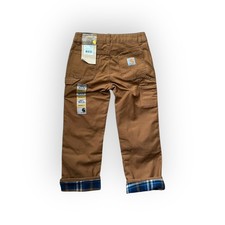 Carhartt Kids Canvas Work Pants Flannel Lined Brown Size 6 Boot Cut Utility