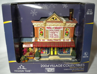 VTG 2004 Walmart Walton's Variety Christmas Village Ceramic Store w/ Box TESTED