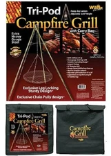 Campfire Tri-Pod Grill (Adjustable Height & Quick Setup)