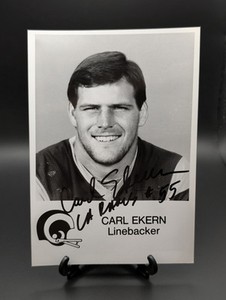 Rare 1970s Carl Ekern LA Rams Team Issue Signed Autograph Photo. Died 1990.