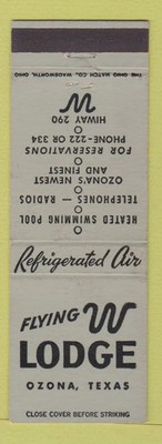 Matchbook Cover - Flying W Lodge Ozona TX