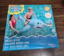 H2O Go Realistic Shark Ride-On Swimming Pool Float 6 Ft X 40 in New 