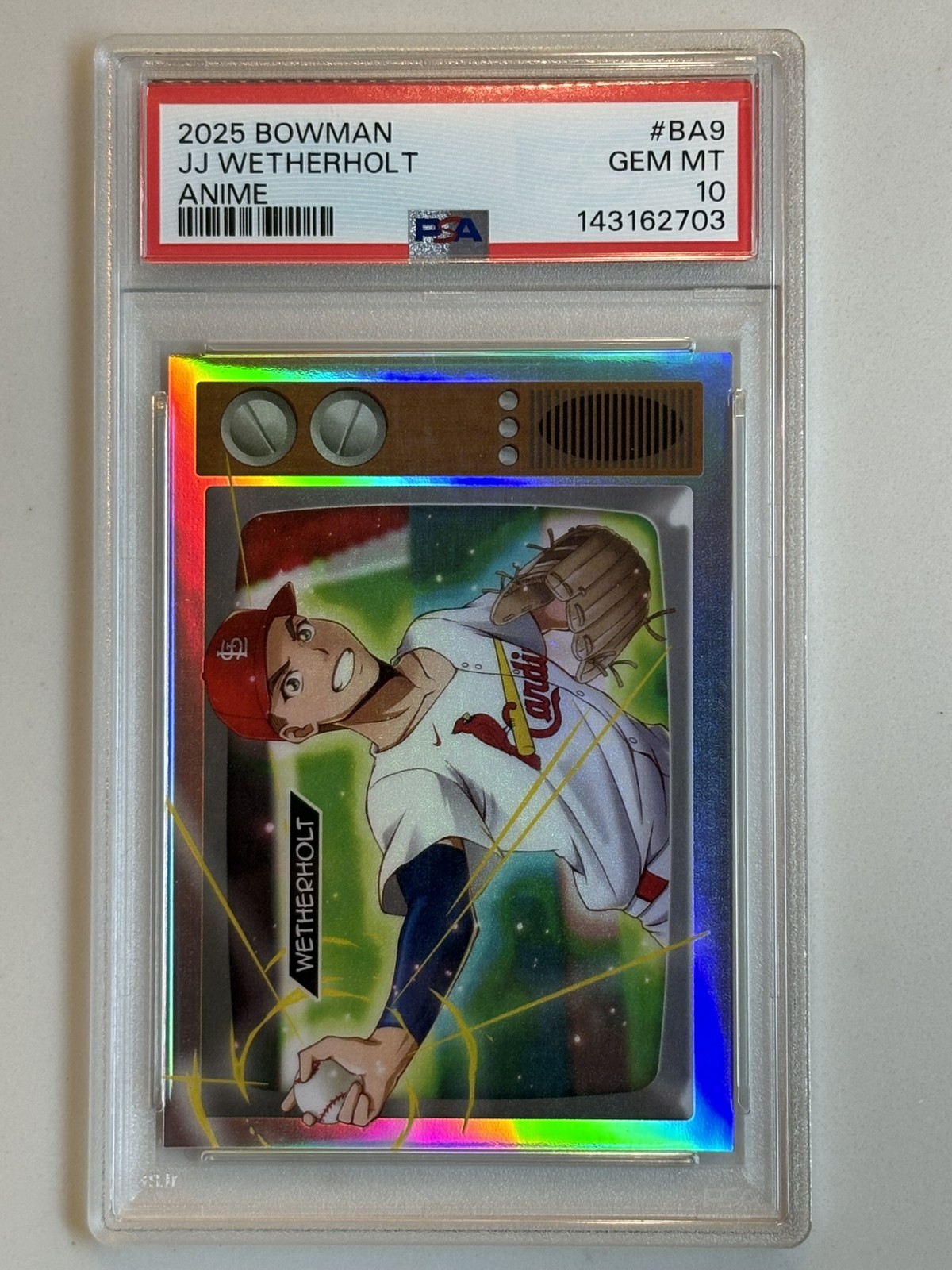 2025 Bowman JJ Wetherholt Anime #BA-9 St. Louis Cardinals PSA 10 Gem Mint