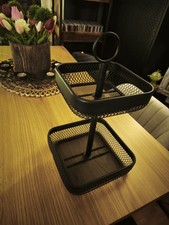 Metall Etagere Zweistöckig  Eisen Massiv Industrial Style Schwarz Deko  Obstkorb