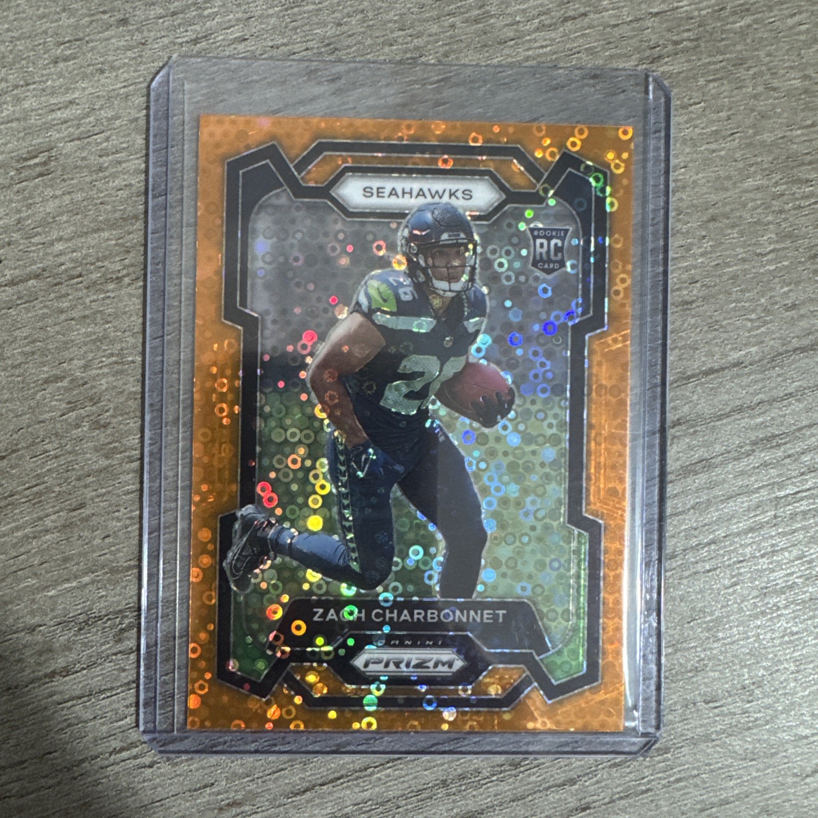 2023 Panini Prizm Zach Charbonnet Orange Disco #392 Rookie RC Seattle Seahawks