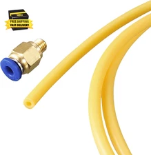 Pneumatic PTFE Air Tubing Hose Kit 4Mm OD 2Mm ID 1M Length Yellow with M6 Quick