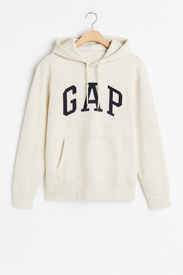 GAP Men s Logo Fleece Hoodie Medium Oatmeal Pullover Long Sleeve Sweatshirt New