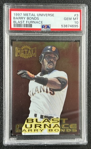 BARRY BONDS PSA 10 1997 SKYBOX METAL UNIVERSE #3 BLAST FURNACE GIANTS 4695