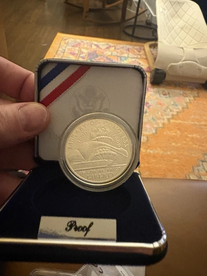 2000-ProofLibrary of Congress Commemorative Proof Silver Dollar $1 US Mint COA   - Image 4 of 4