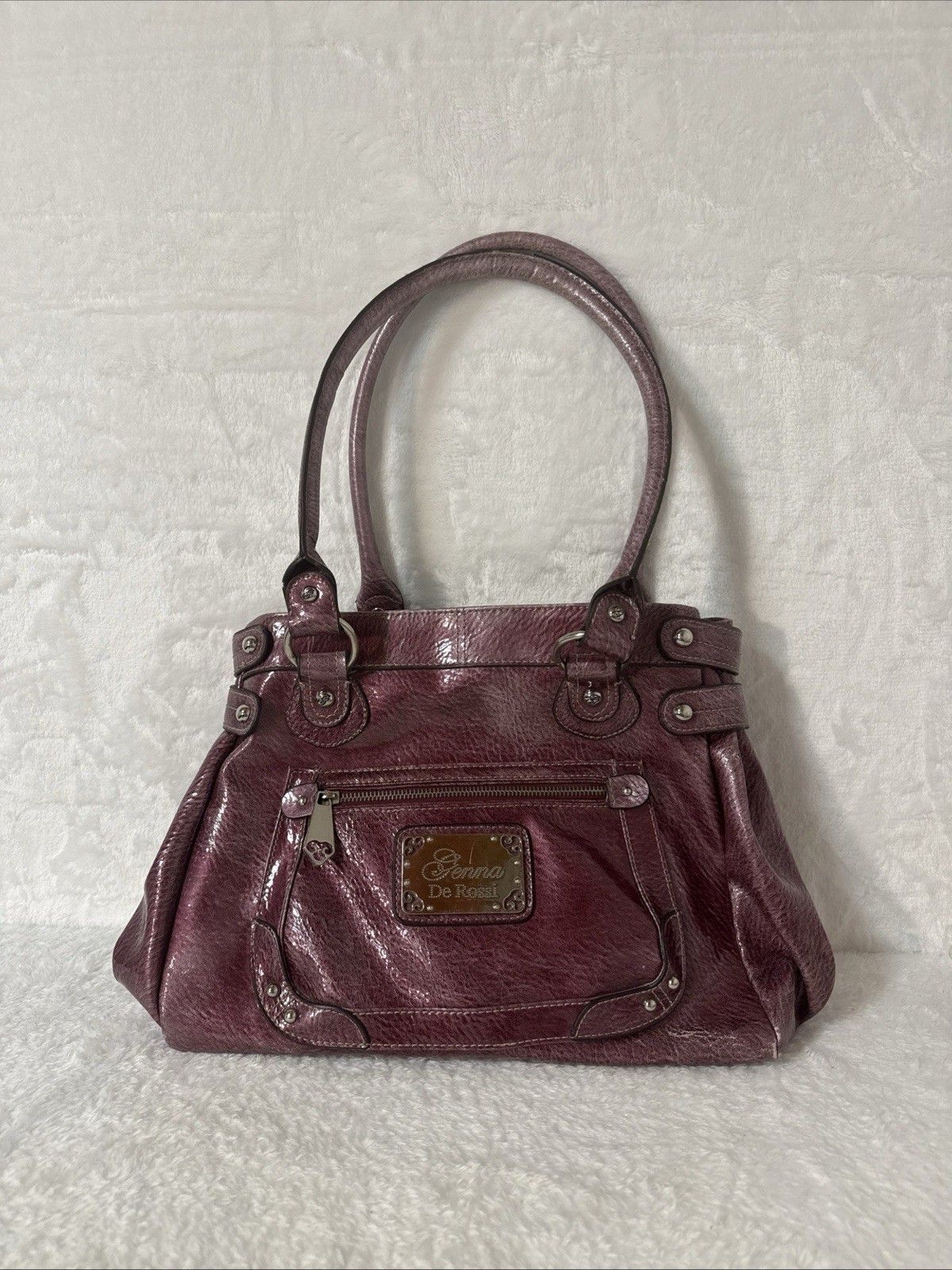 Genna de Rossi Burgundy Textured Shoulder Bag - Y2K Vintage Aesthetic