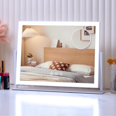 GIMBELEN Hollywood Schminkspiegel mit  LED Beleuchtung Dimmbar 42x31cm USB