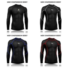 Compression Shirts Mens Black Base Layer Thermal Winter Cycling Top Running Gym