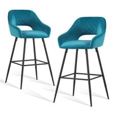 2 PCS Breakfast Bar Stool velvet Dining Chair for Counter Kitchen Multicolor