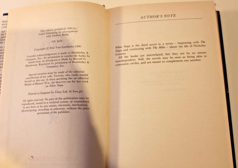 White Ninja by Eric Van Lustbader (Hardcover, 1990) - Image 4 of 4