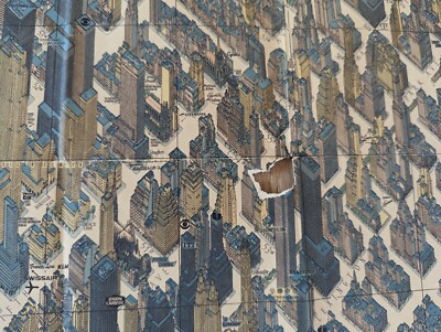 Vintage 1963 Hermann Bollman Pictorial Birds Eye View Manhattan