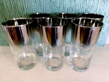 6 Highball Bar Whiskey Glasses Mid Century Modern Barware Set MCM