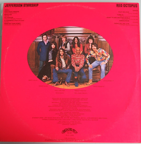 MINT Jefferson Starship Red Octopus 12'' vinyl Lp 1975 Grace Slick Airplane - Picture 3 of 3