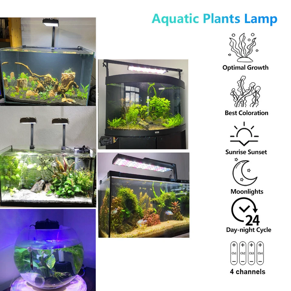 30-140cm Aquarium Light RGB LED Plant Fish Tank Timer Remote Control Sunrise - Image 2 of 4
