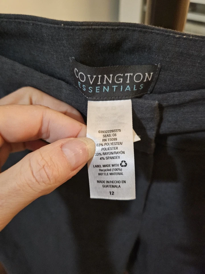 Covington Essentials, pantalones de vestir básicos para mujer. Gris. Talla 12. Foto 3 de 3