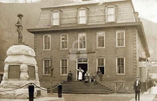 Curtain House hotel nr Bucktail Monument, Driftwood, PA 1908 RPPC Postcard COPY
