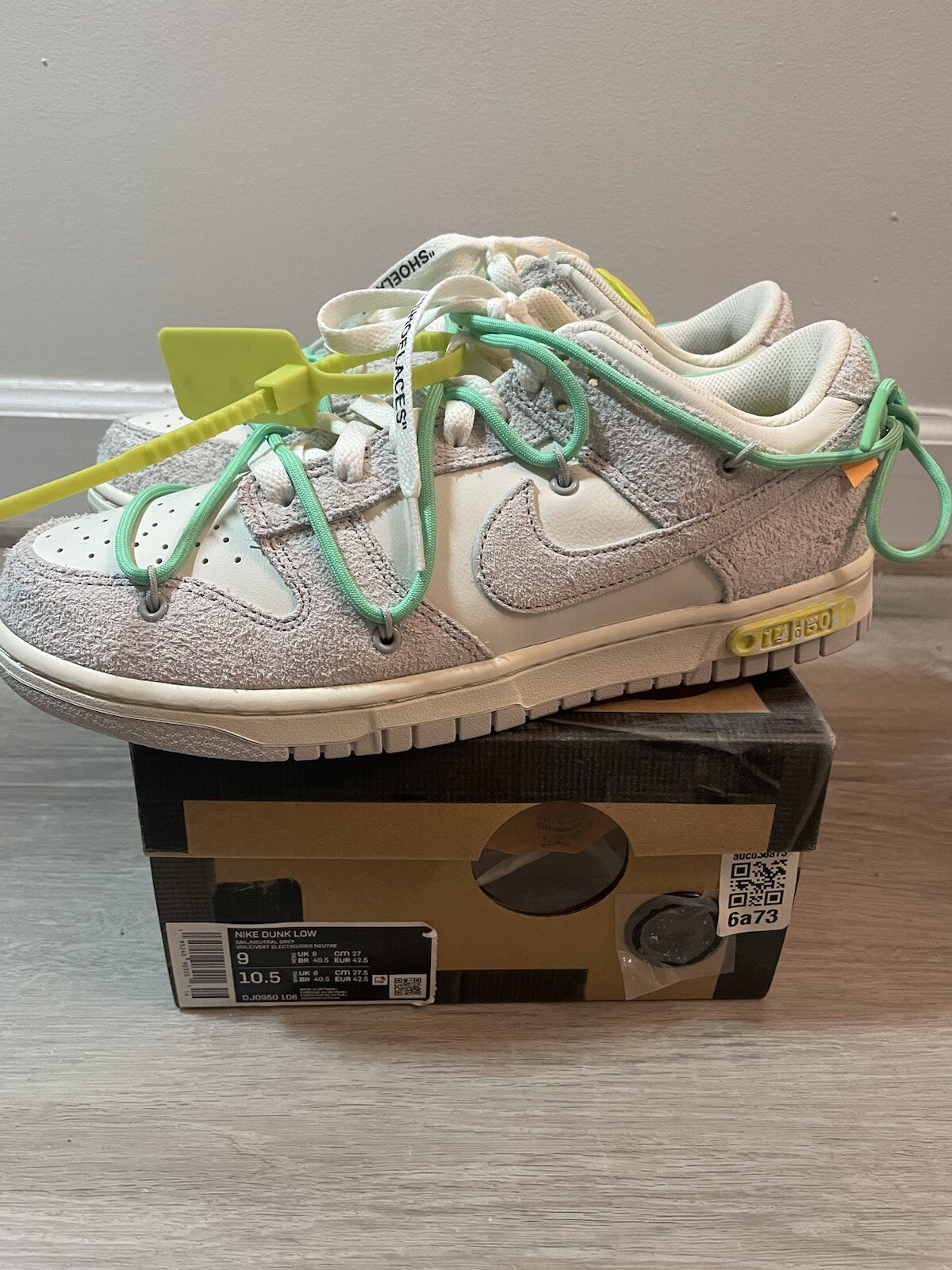 OFF WHITE X NIKE Taglia 9 Nike Off White x Dunk Low 'Lotto 14 di 50' DJ0950 106 SPEDIZIONE IMMEDIATA