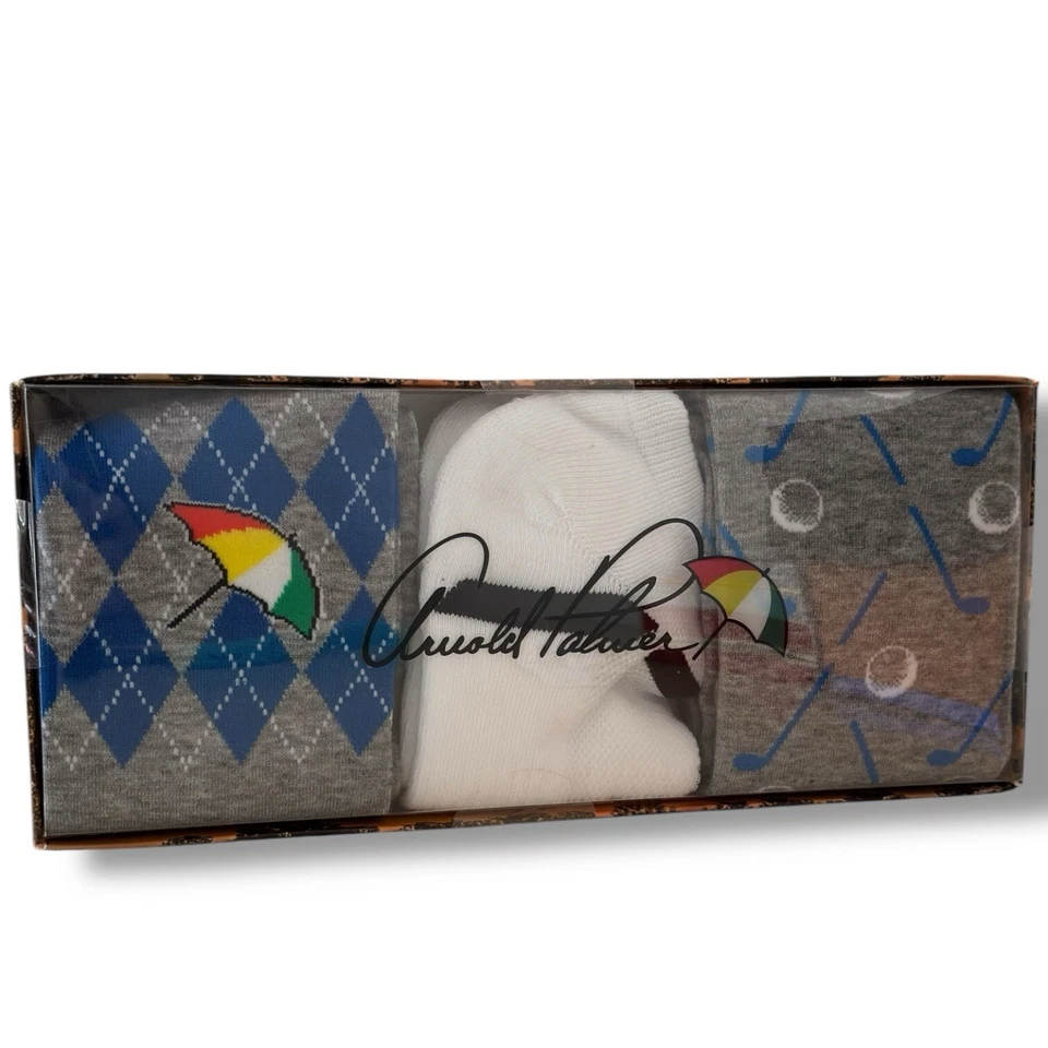 Juego de 3 calcetines de golf Arnold Palmer para hombre talla 9-12 blancos grises bajos para jinete y tripulación Foto 3 de 4