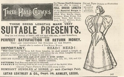 1894 volle Kleiderlänge für 3 halbe Kronen Lutas Leathley & Co Armley Leeds