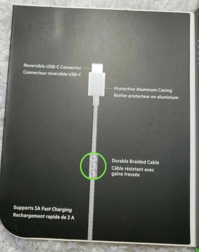 Belkin usb-c/usb-c phone tablet charge/snych cable.For Samsung,LG,HTC,Google - Image 3 of 4