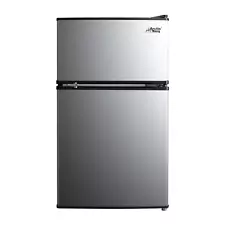US Stock-3.2 Cu ft Two Door Mini Fridge with Freezer, Stainless Steel, E-Star