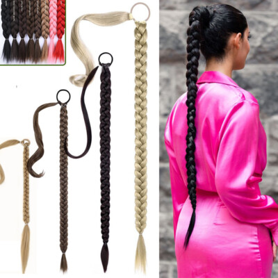 Long Braids Ponytail Clip In Pony Tail Hair Extension Long Thick Natural Hair US