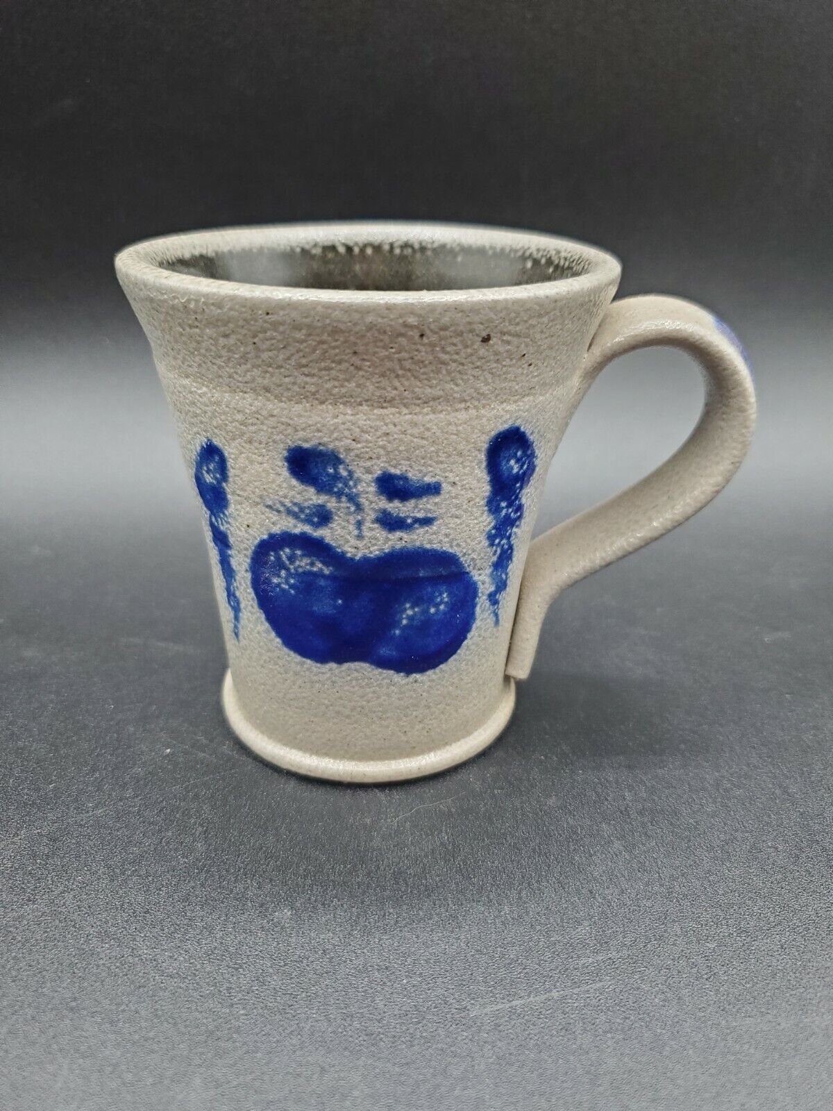 Rowe Studio Art Pottery 2001 Salt Glaze Mug Cup Apple Pumpkin? 