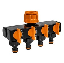 4-Wege Verteiler regelbar Schlauchverteiler Wasserverteiler 3/4" oder 1" 4-Fach