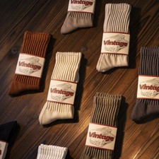 2 pairs of men's and women's autumn and winter mid tube pure cotton pile socks