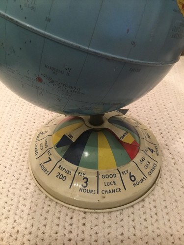 Vintage 1950s Replogle World Globe USA Tin Air Race Magnetic Spinner Base - Picture 6 of 8