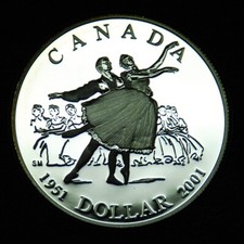 2001 $1 silver proof uncirculated celebrating the Royal Ballet of Canada