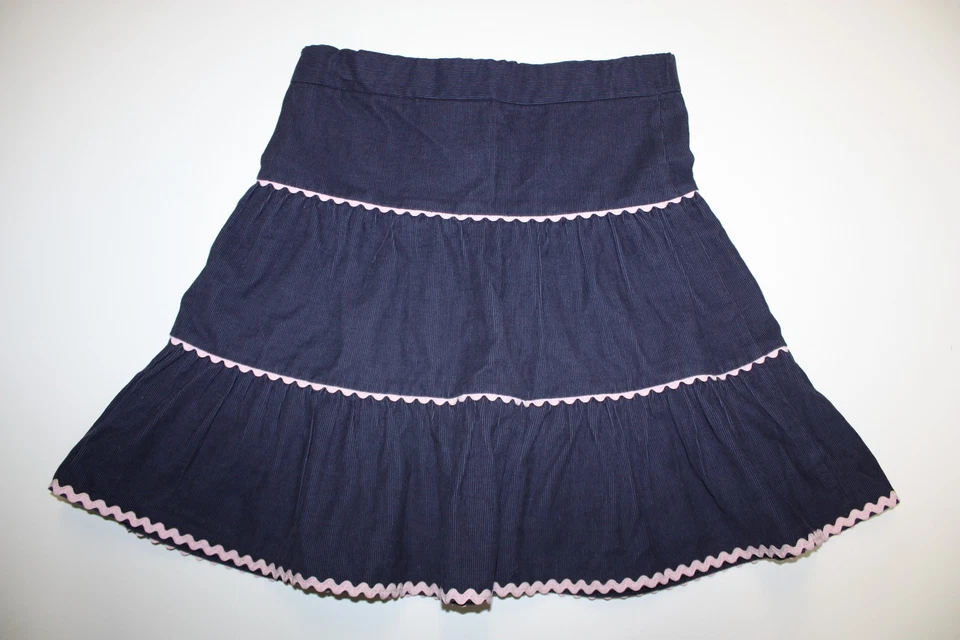 *STRASBURG Niñas Azul Marino con Rosa Ric Rac Suave Pana Pinwale Falda Talla: 7 Usada en Excelente Condición Foto 2 de 4