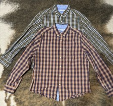 Nautica Classic Fit Plaid Dress Shirts Cotton X Large Button Down Striped Lot 2