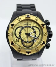 Invicta Excursion Chronograph 24267 Gold Dial Black ion-plated Watch 52mm Quartz