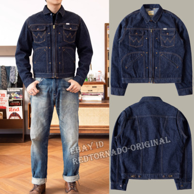 Red Tornado Men's Retro 24MJZ Denim Jacket Jean Outerwear 14OZ Slim Coat Cowboy